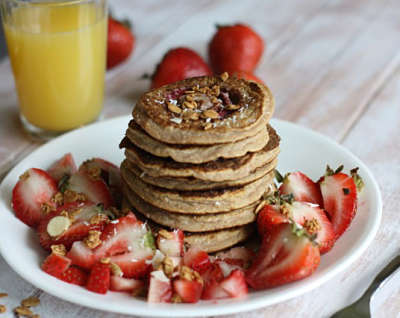 trawberry Banana Grain Free Pancakes- Simply Stacked