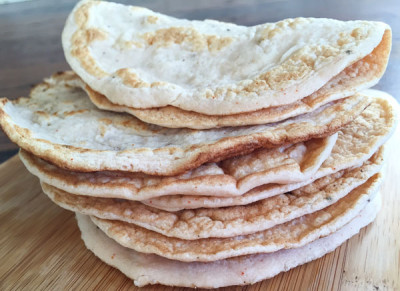 Grain Free Tortillas- These are SO easy to make, and won't leave you feeling like you ate a tortilla. Plus, these are packed with protein and can be used to make tacos, enchiladas, buns, and wraps! | Double Dose Fitness