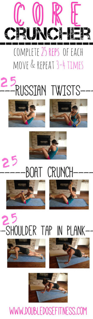 Core Cruncher- Three moves that can be done anywhere (no gym required)! to get the core tight and strong! | Double Dose Fitness