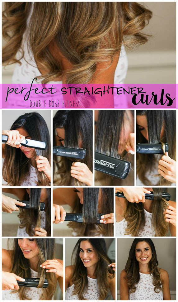 How To: Easy Straightener Curls - a super easy easy to get easy, silky curls with a straightener that will last all day long! | Double Dose Fitness