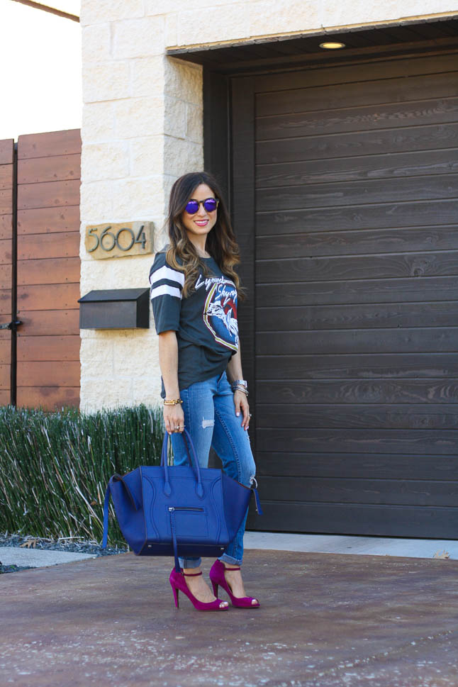 Pop of Blue - the perfect pop of blue to add to any outfit featuring a gorgeous Celine bag |adoubledose.com