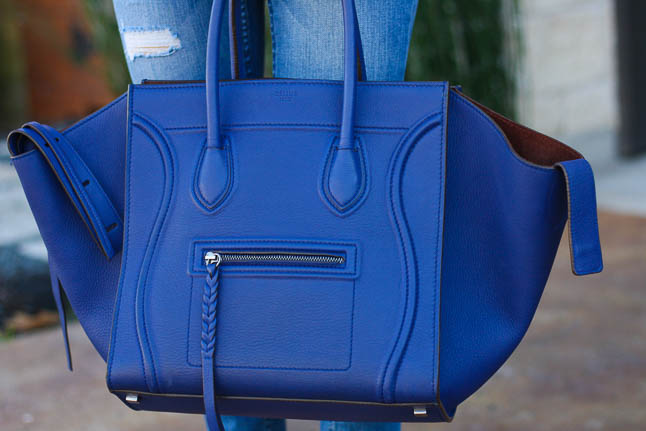 Pop of Blue - the perfect pop of blue to add to any outfit featuring a gorgeous Celine bag |adoubledose.com
