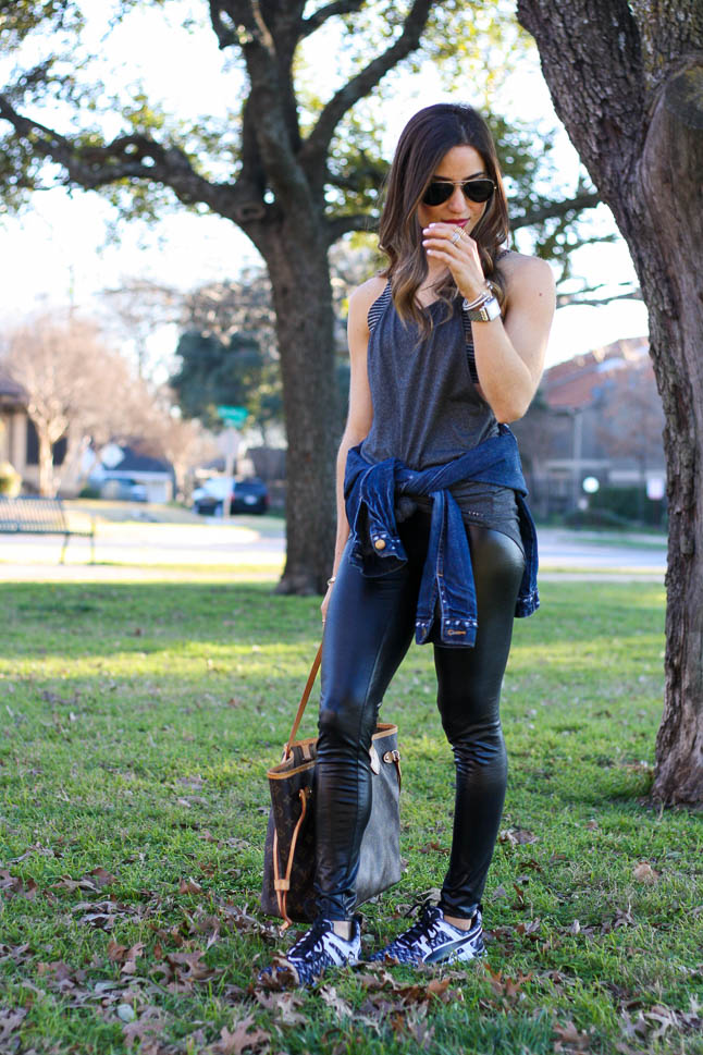 Easy Athleisure with Faux Leather Leggings | adoubledose.com