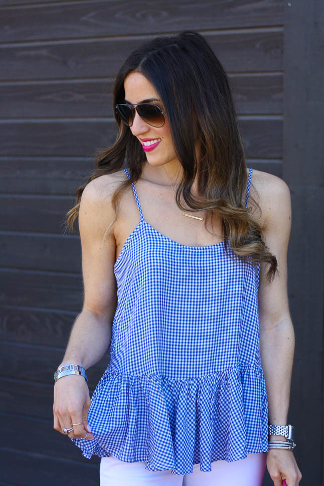 Gingham Peplum- the perfect gingham peplum top that is under $18 and perfect for spring | adoubledose.com