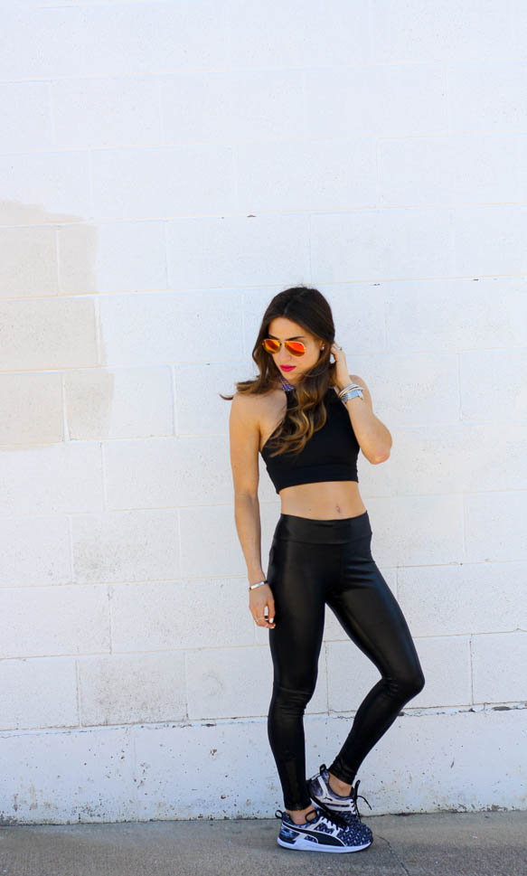 Crop Top- The cutest aztec printed crop top paired with liquid leggings for a fun athleisure look | adoubledose.com