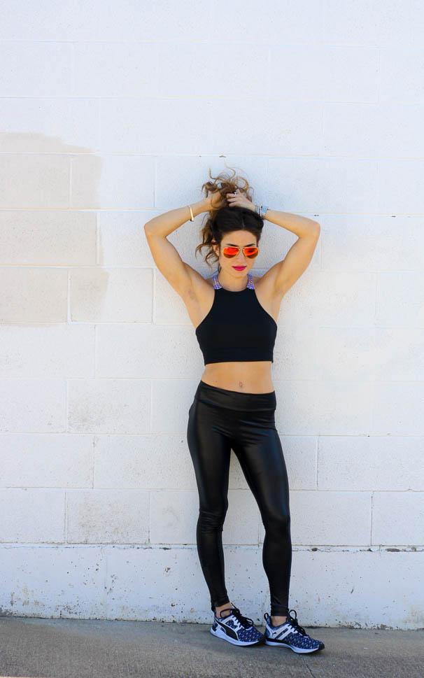 Crop Top- The cutest aztec printed crop top paired with liquid leggings for a fun athleisure look | adoubledose.com