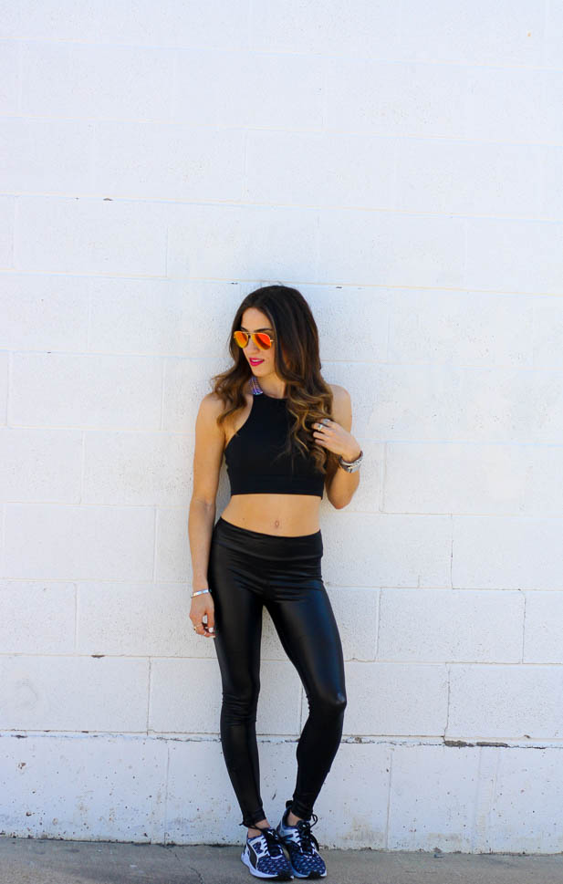 Crop Top- The cutest aztec printed crop top paired with liquid leggings for a fun athleisure look | adoubledose.com