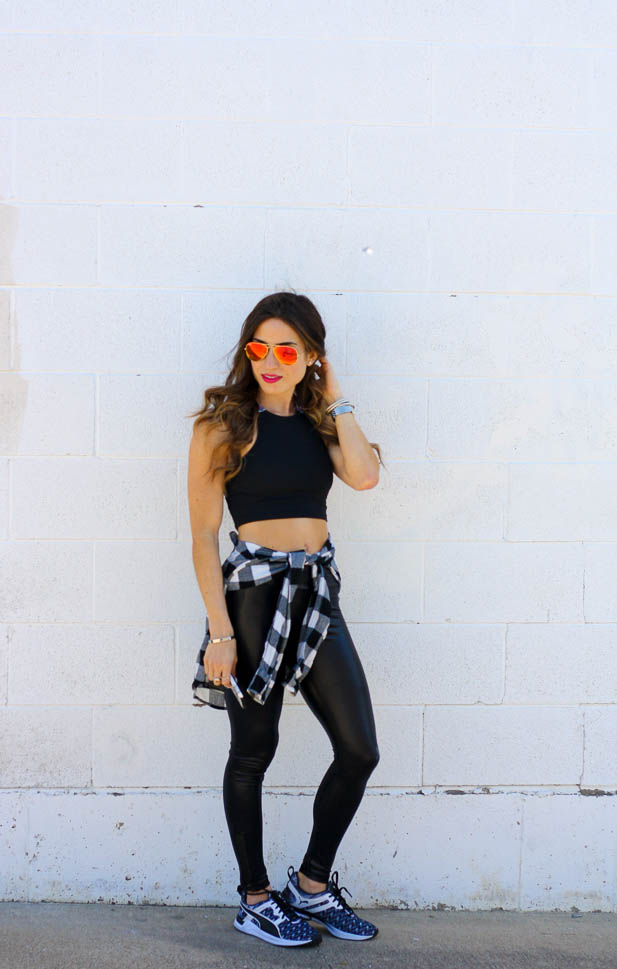 Crop Top- The cutest aztec printed crop top paired with liquid leggings for a fun athleisure look | adoubledose.com