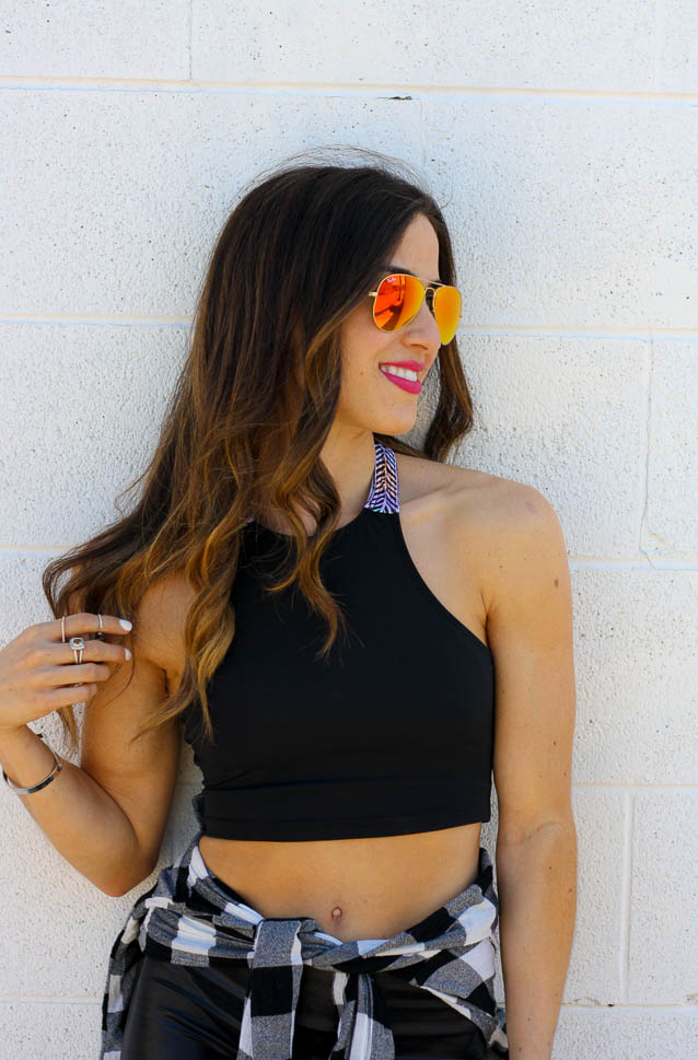 Crop Top- The cutest aztec printed crop top paired with liquid leggings for a fun athleisure look | adoubledose.com