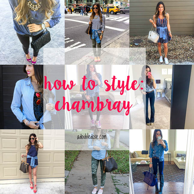 Styling a Chambray Shirt - our favorite ways to style a denim button up and how versatile it can be with items you already own! | adoubledose.com