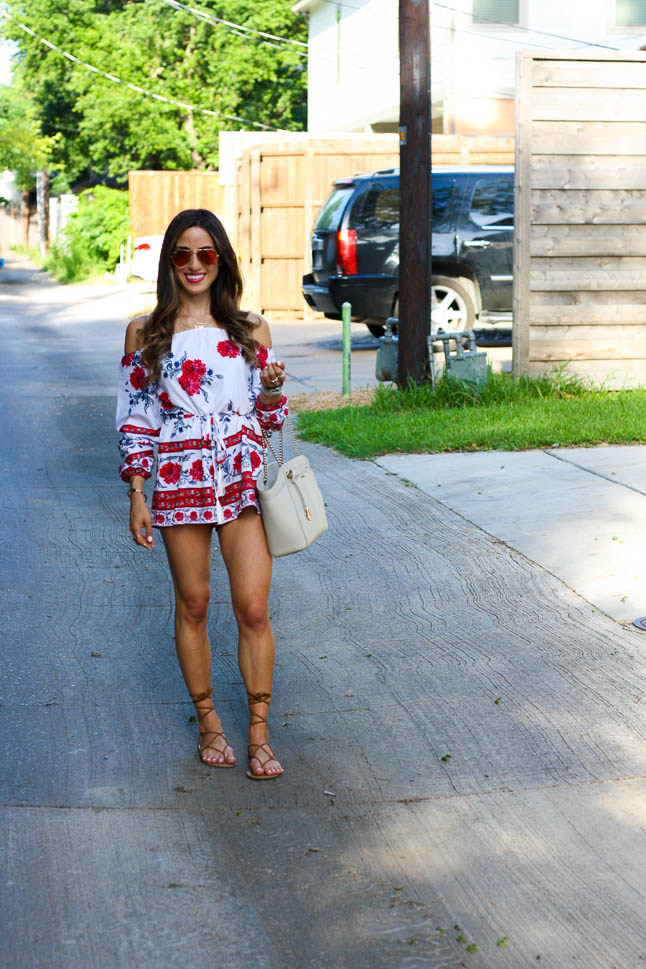 Floral Off The Shoulder Romper | adoubledose.com