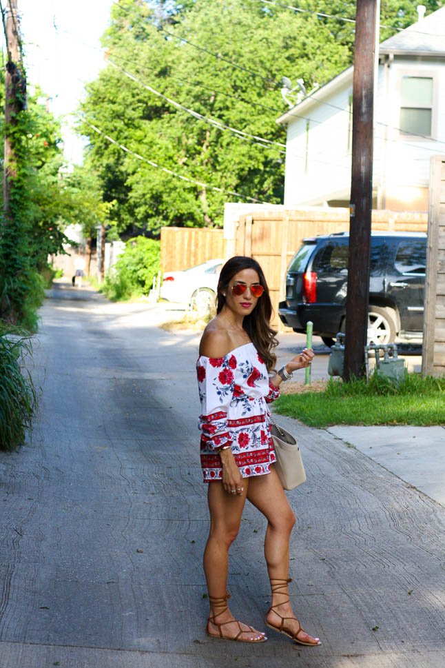 Floral Off The Shoulder Romper | adoubledose.com