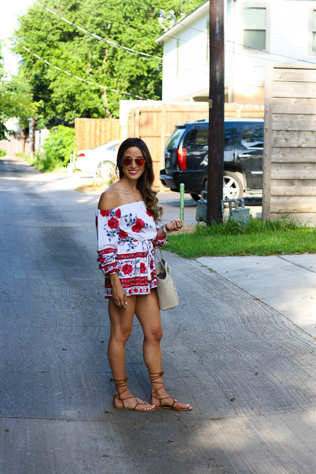 Floral Off The Shoulder Romper | adoubledose.com