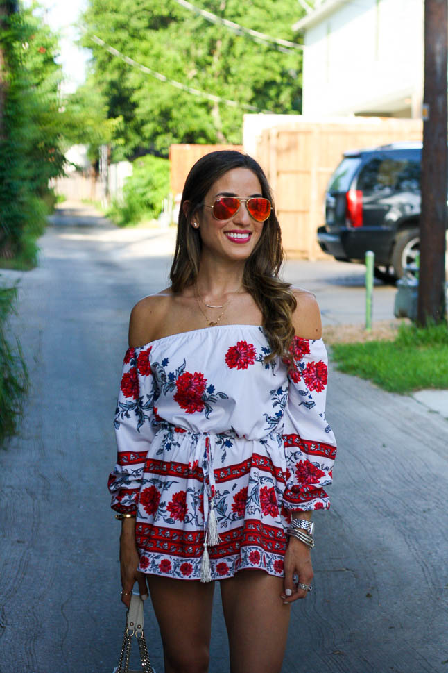 Floral Off The Shoulder Romper | adoubledose.com