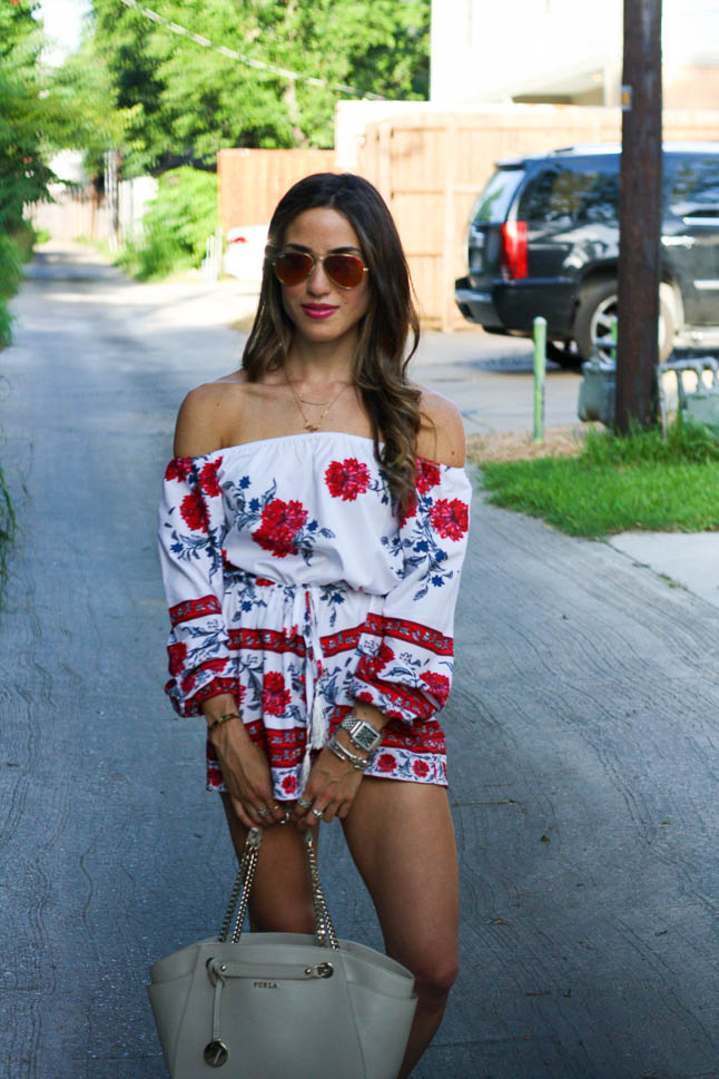 Floral Off The Shoulder Romper | adoubledose.com