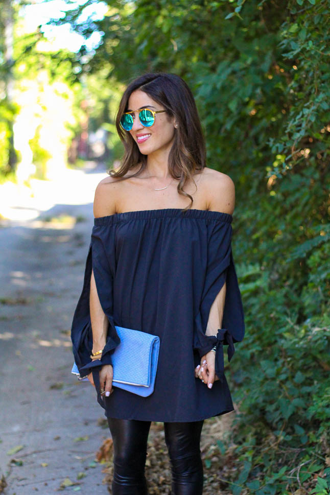 Black Off Shoulder Tunic | adoubledose.com