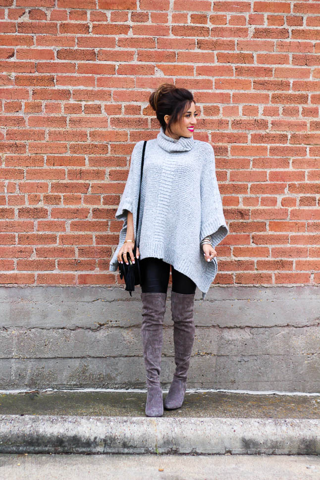 Grey Poncho Sweater | adoubledose.com
