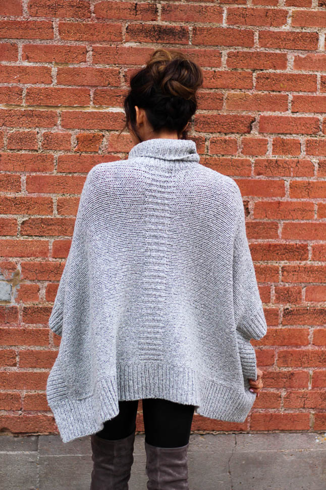 Grey Poncho Sweater | adoubledose.com