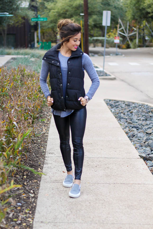 Styling A Puffer Vest - a cute (and comfy) way to wear a puffer vest | adoubledose.com