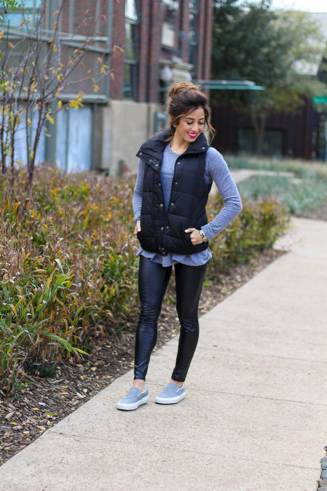 how to style puffer vest