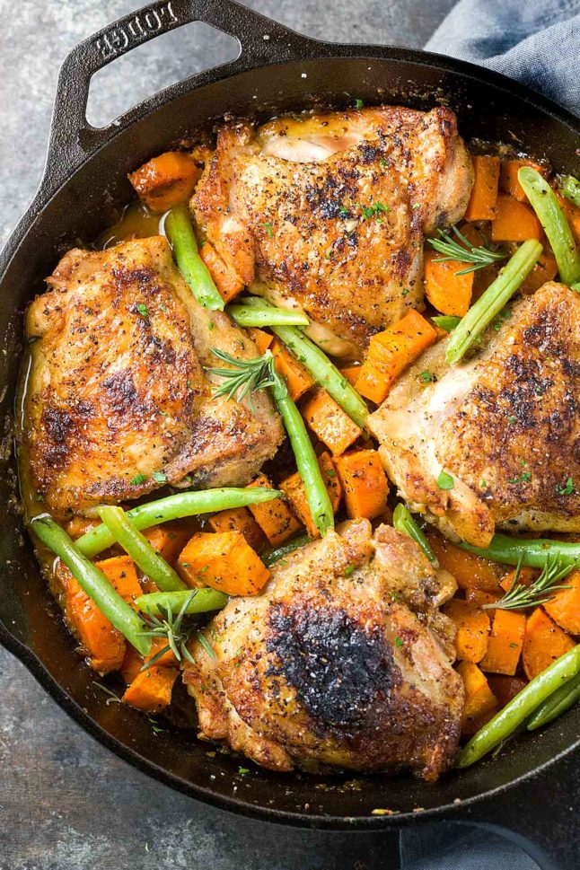One Pan Mustard Baked Chicken - A Double Dose of Fitness | adoubledose.com