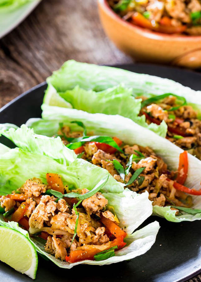 Thai Chicken Lettuce Wraps - A Double Dose of Fitness | adoubledose.com