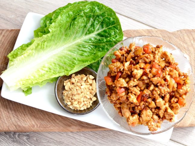 Chicken Lettuce Wraps - Double Dose of Fitness | adoubledose.com