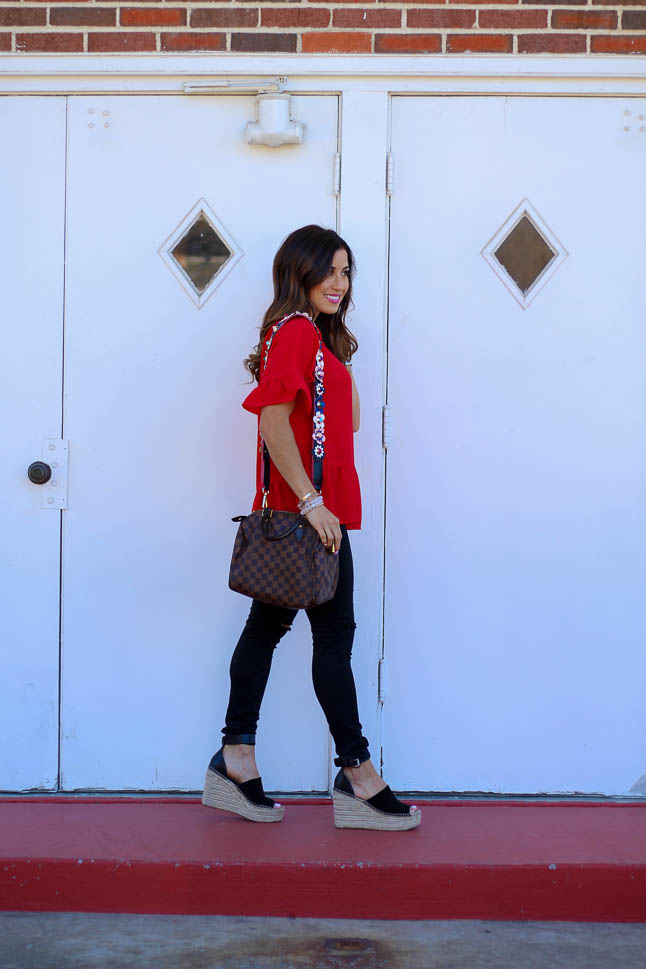 Red Peplum Top Under $30 | adoubledose.com