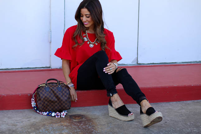 Red Peplum Top Under $30 | adoubledose.com