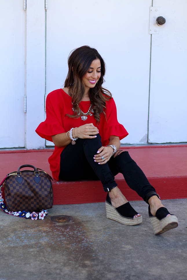 Red Peplum Top Under $30 | adoubledose.com