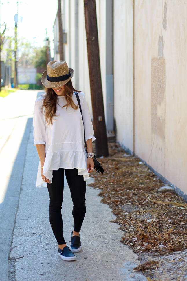 Lace Up Leggings + Flowy Top | adoubledose.com