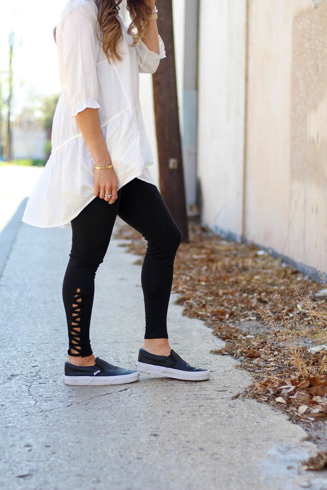 Lace Up Leggings + Flowy Top | adoubledose.com