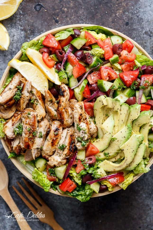 Lemon-Herb-Mediterranean-Chicken-Salad - A Double Dose Of Fitness | adoubledose.com