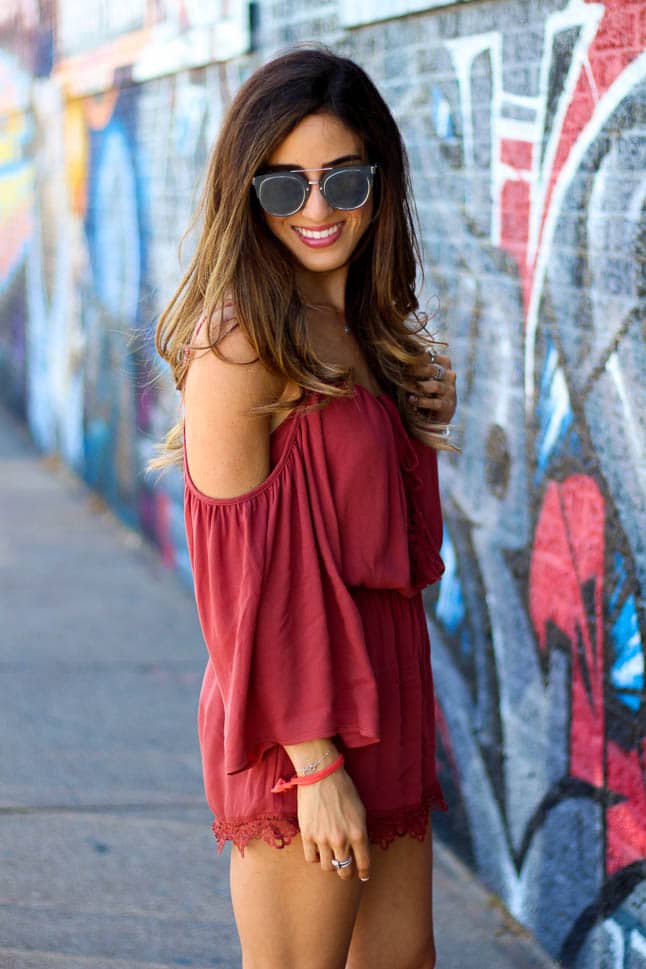 Rust Cold Shoulder Romper | adoubledose.com