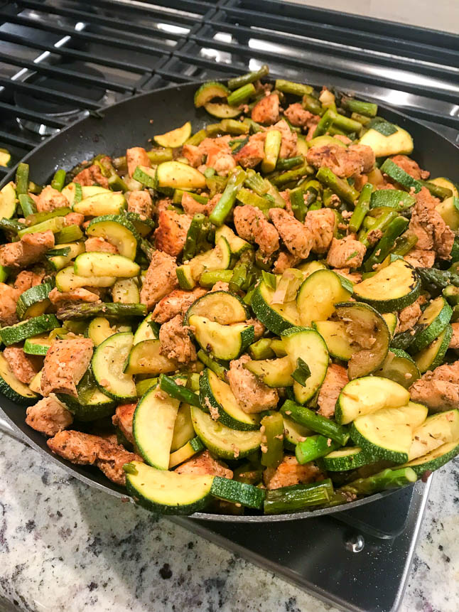 Asparagus, Zucchini, and Chicken Skillet | adoubledose.com