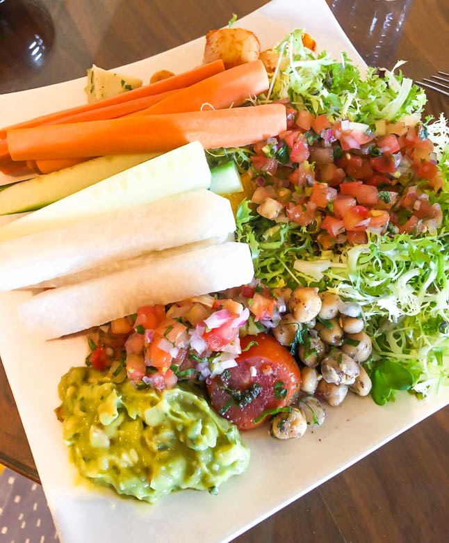 raw vegetables with guacamole and dips at the ritz carlton grand cayman