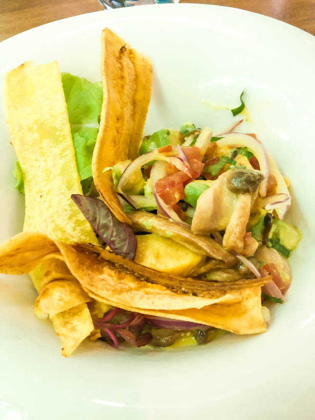 vegan ceviche at Agua restaurant in grand cayman island