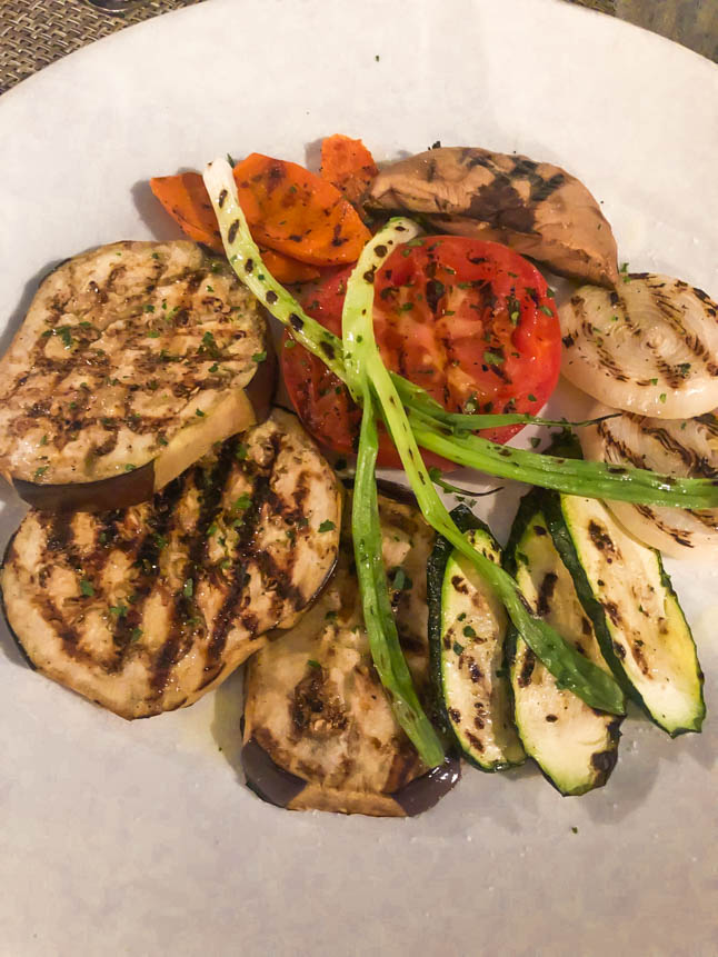 roasted and grilled vegetables at LeVele Restaurant Grand Cayman Islands