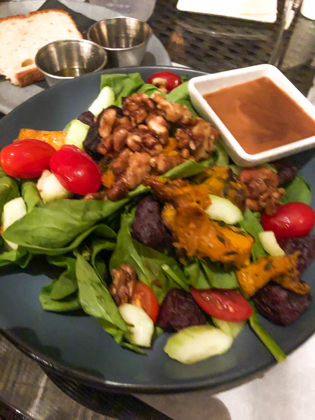 fresh vegetable salad with pecans at the marriott grand cayman