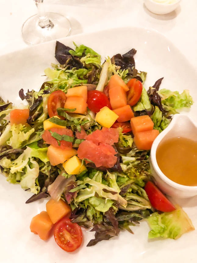 tropical salad with lobster mango and papaya at the Marriott grand cayman