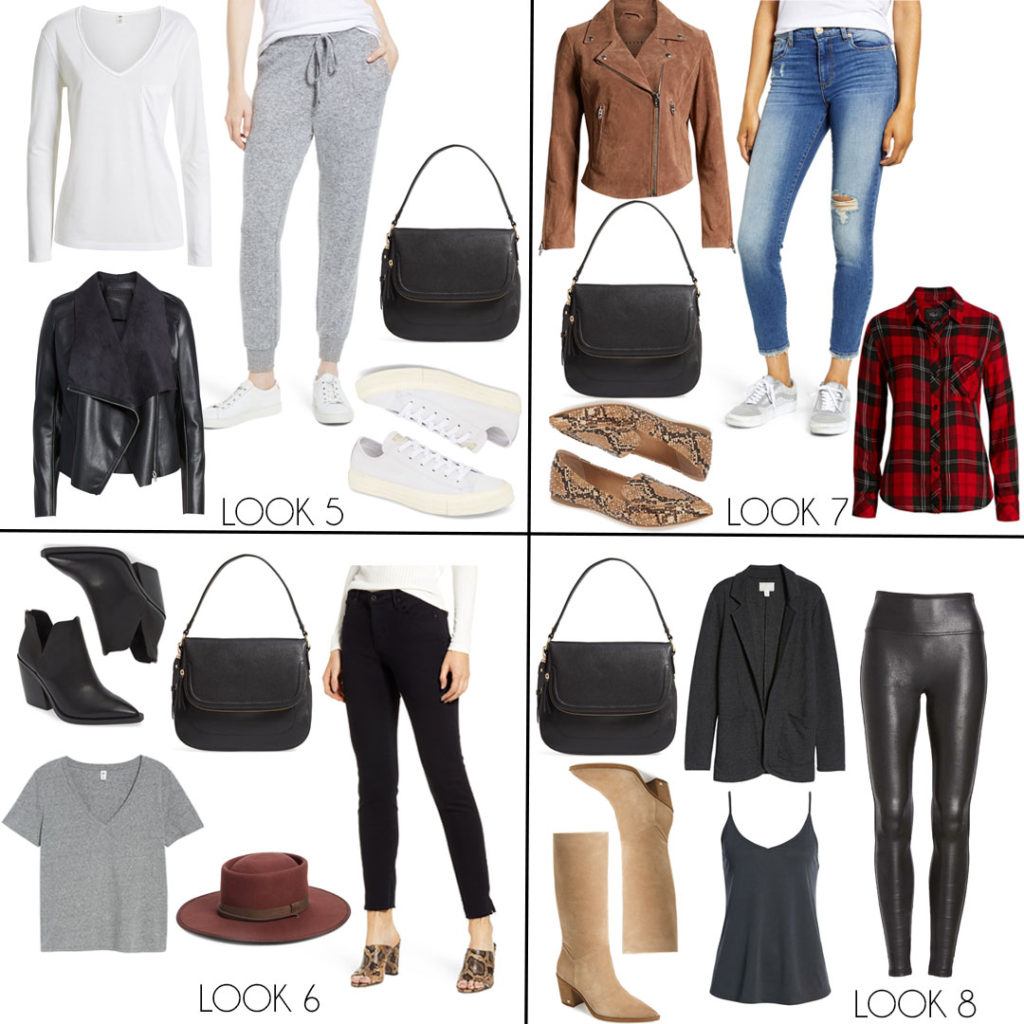 lifestyle and fashion bloggers alexis and samantha belbel of adoubledose.com share their fall capsule wardrobe ideas featuring items from the 2019 Nordstrom Anniversary Sale like leather jackets, plaid shirts, jeans, and booties.