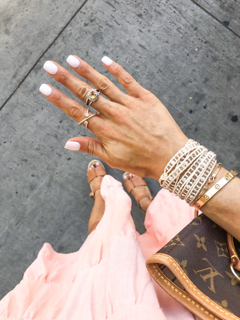 fashion and lifestyle blogger alexis belbel wearing victoria emerson beaded wrap bracelet that is buy one, get one half off (BOGO) 