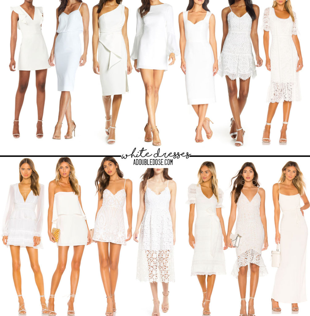 lifestyle and fashion blogger alexis belbel shares her roundup of white dresses for brides and occasions for spring from nordstrom and revolve | adoubledose.com
