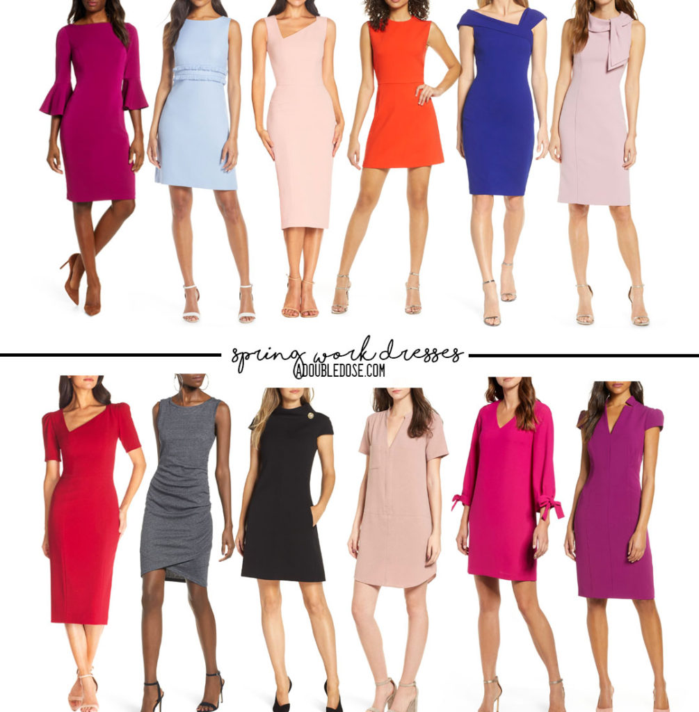 lifestyle and fashion blogger alexis belbel shares her roundup of sheath work dresses in all different colors for spring from nordstrom | adoubledose.com