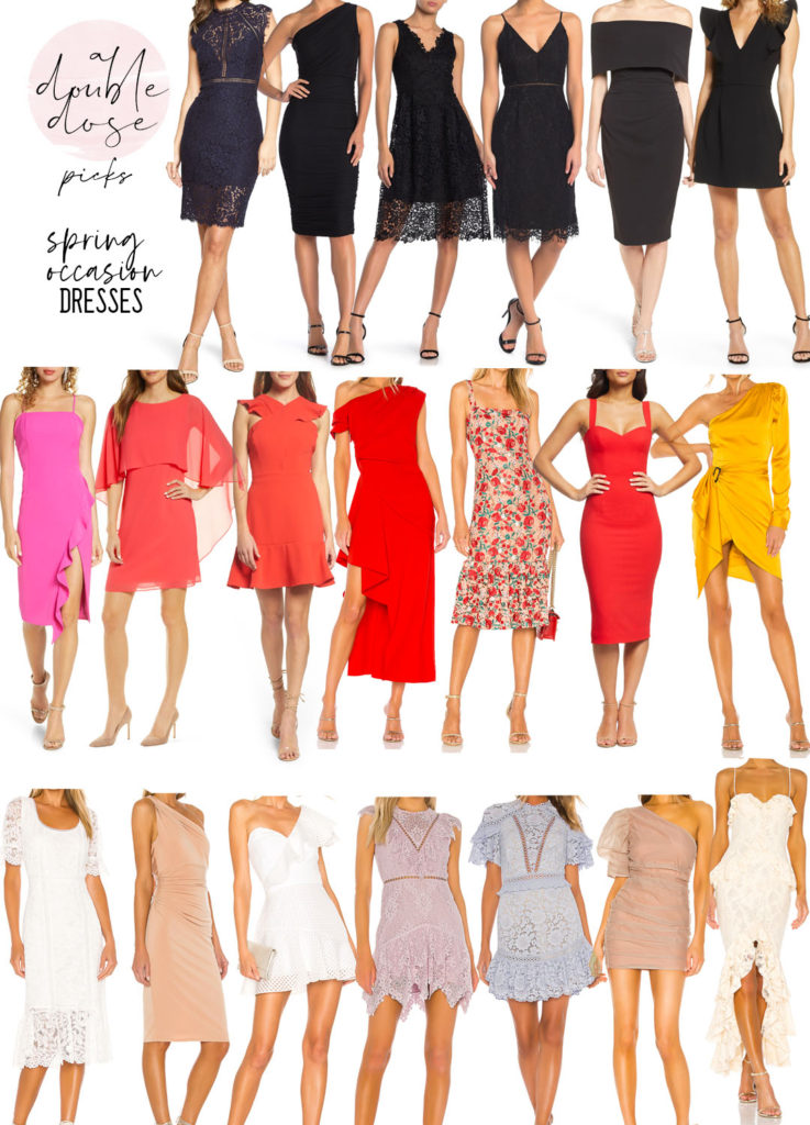 lifestyle and fashion blogger alexis belbel sharing cocktail dresses for any occasion: graduation, easter, weddings, showers, and more in all colors | adoubledose.com