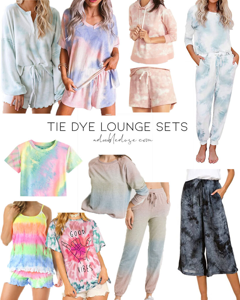 fashion and lifestyle blogger alexis belbel sharing her favorite tie dye loungewear sets on amazon and other affordable sets