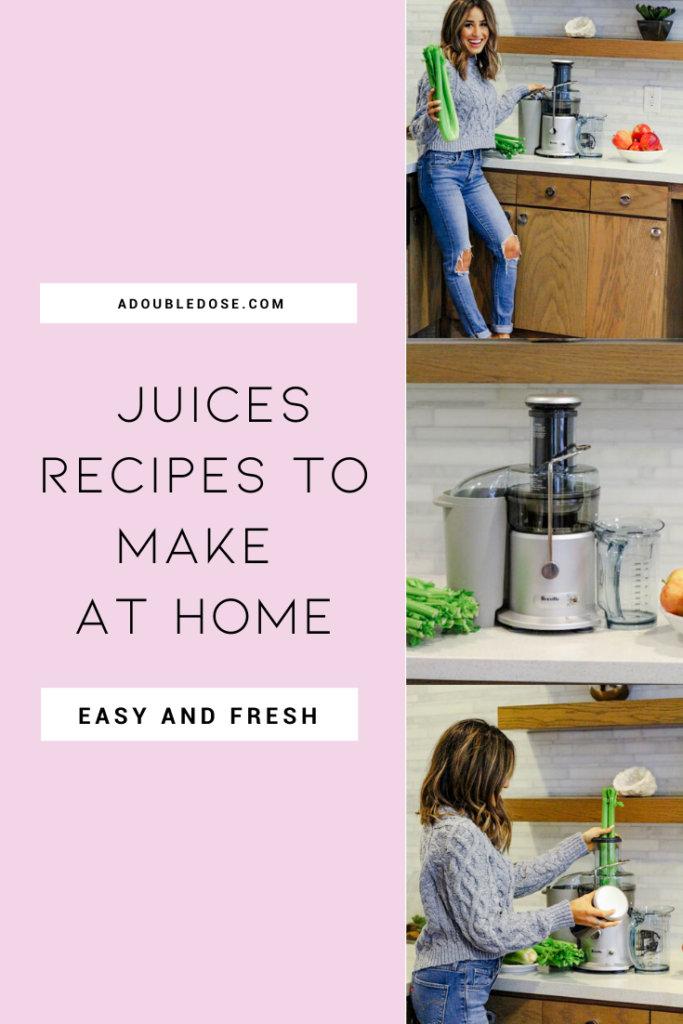 lifestyle and fashion blogger alexis belbel sharing four fresh juices to make at home and their go to juicer for celery juice | adoubledose.com