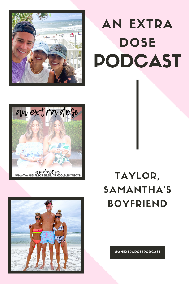 lifestyle and fashion bloggers alexis and samantha belbel are talking with taylor, Samantha's boyfriend abut first date safety and etiquette, where to meet guys, what to wear on a first date, and more on their podcast, an extra dose