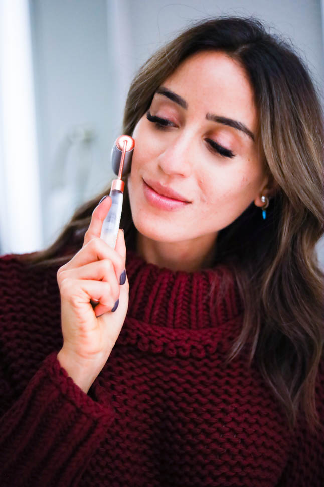 alexis belbel sharing her favorite beauty gadgets and tools from nordstrom including the Beautybio glopro microneedling too, PMD facial cleansing brush, and the beautybio cryo roller for tighter skin, fine lines, and collagen production from Nordstrom